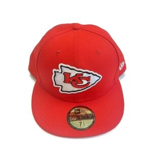 59Fifty New Era Size 7 1/2 Kansas City Chiefs Fitted Hat Front Door Cap Red
